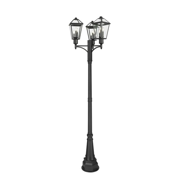 Z-Lite Talbot 3 Light Outdoor Post Mount Fixture, 29.5in. W x 115in. H, Black 579PHBR-3-564P-BK - main